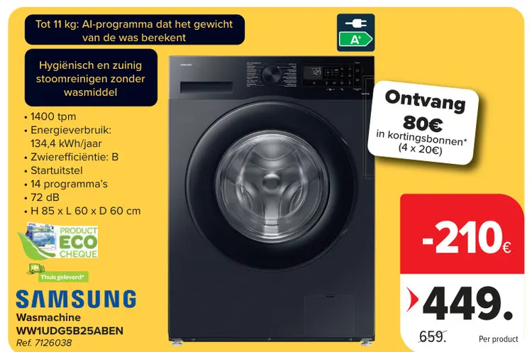 Promotie: Wasmachine WW1UDG5B25ABEN