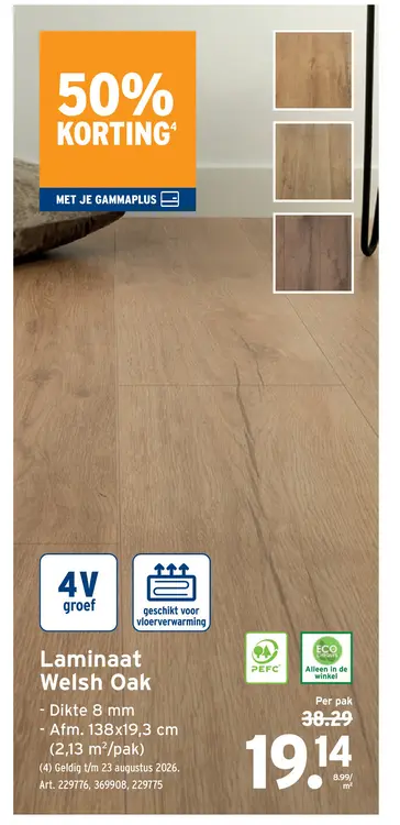 Promotie: Laminaat Welsh Oak