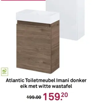 Aanbieding: Atlantic Toiletmeubel Imani donker eik met witte wastafel