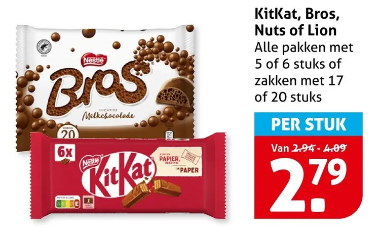 Aanbieding: KitKat, Bros, Nuts of Lion