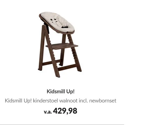 Aanbieding: Kidsmill Up! kinderstoel walnoot incl. newbor