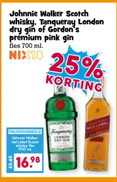 Aanbieding: Johnnie Walker Scotch whisky. Tanqueray Londo