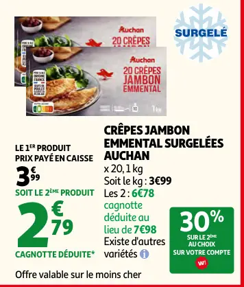 Promotie: Crêpes jambon emmental surgelées