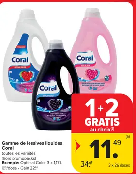 Offre: Gamme de lessives liquides Coral