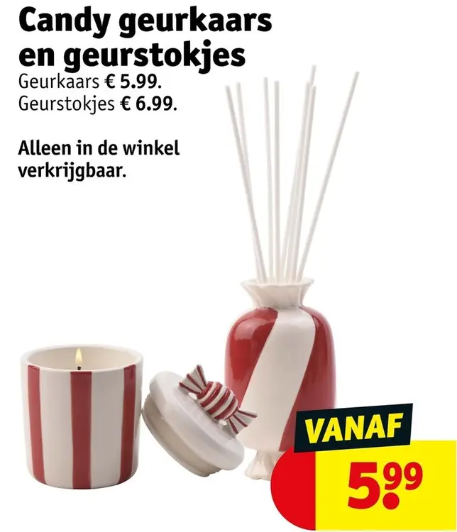 Aanbieding: Candy geurkaars en geurstokjes
