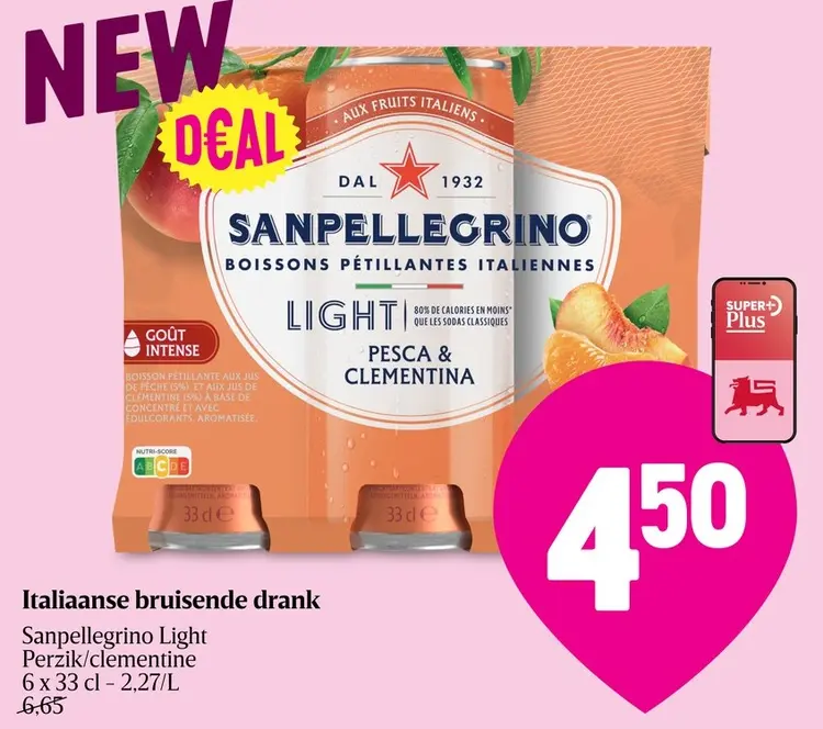 Promotie: Sanpellegrino Light Perzik/clementine