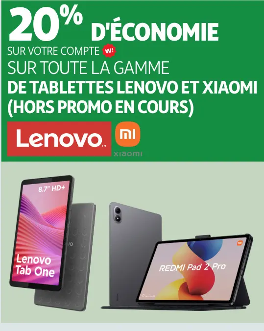Promotie: Tablettes Lenovo et Xiaomi