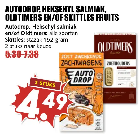 Aanbieding: Autodrop, Heksehyl Salmiak, Oldtimers en/of Sittles fruits