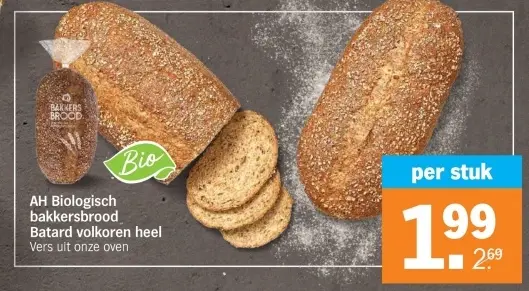 Aanbieding: Biologisch bakkersbrood Batard volkoren heel