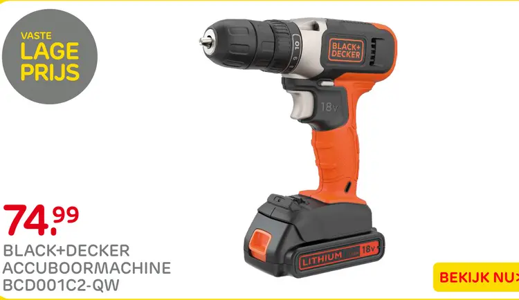 Aanbieding: Black+decker accuboormachine bcd001c2-qw