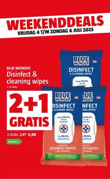 Aanbieding: Blue Wonder Disinfect & cleaning wipes