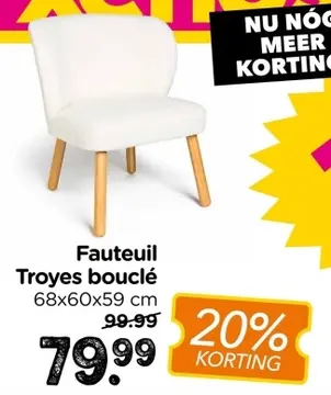 Aanbieding: Fauteuil Troyes bouclé
