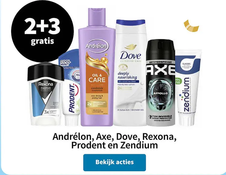 Aanbieding: Andrélon, Axe, Dove, Rexona, Prodent en Zendium