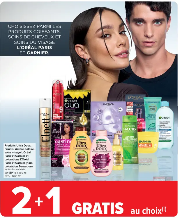 Offre: Produits Ultra Doux, Fructis, Ambre Solaire, soins visage