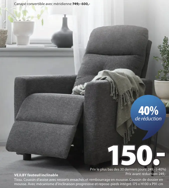 Offre: VEJLBY fauteuil inclinable