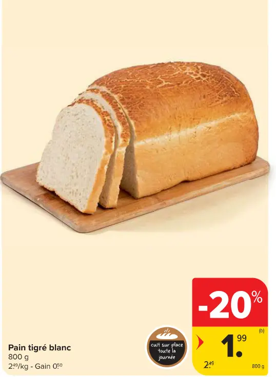 Offre: Pain tigré blanc