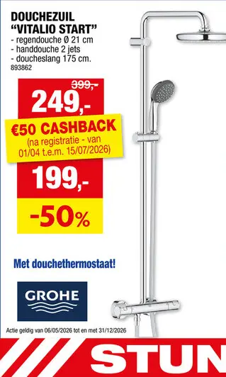 Promotie: GROHE Vitalio Start douchezuil met regendouche