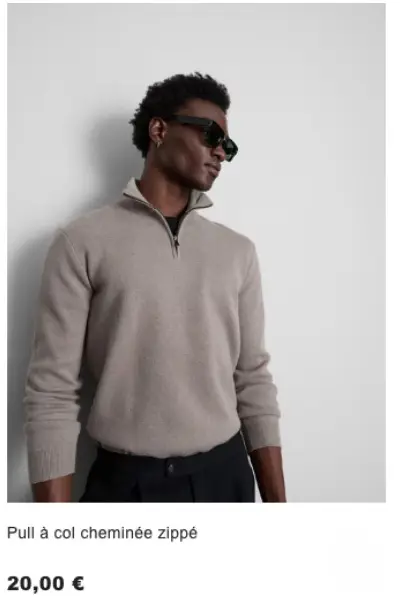 Offre: Pull à col cheminée zippé