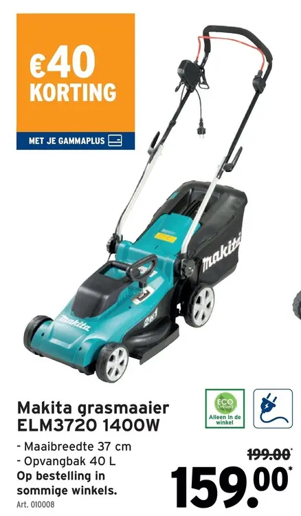 Promotie: Makita grasmaaier ELM3720 1400W