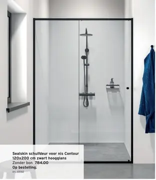 Aanbieding: Sealskin schuifdeur voor nis Contour zwart