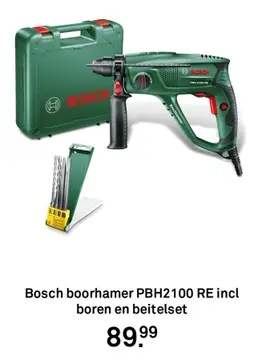 Aanbieding: Bosch boorhamer PBH2100 RE incl boren en beitelset