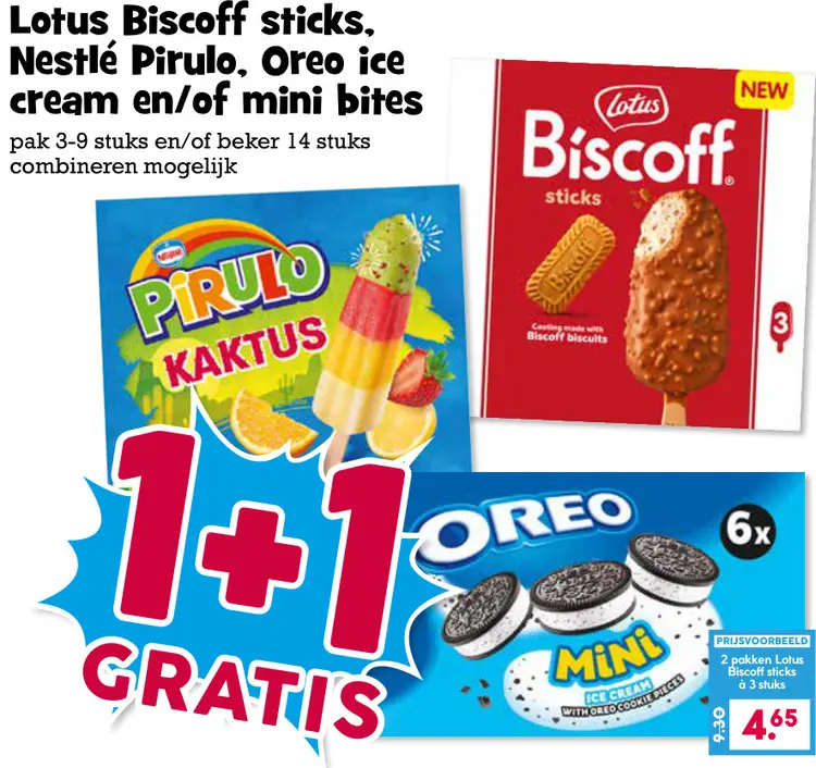 Aanbieding: Biscoff sticks, Pirulo, Ice cream en/of mini bites