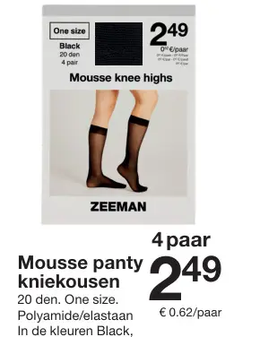 Aanbieding: Mousse panty kniekousen