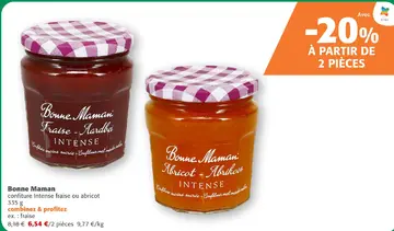 Offre: Bonne Maman confiture Intense fraise ou abric
