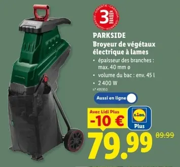 Offre: Broyeur de végétaux électrique à lames