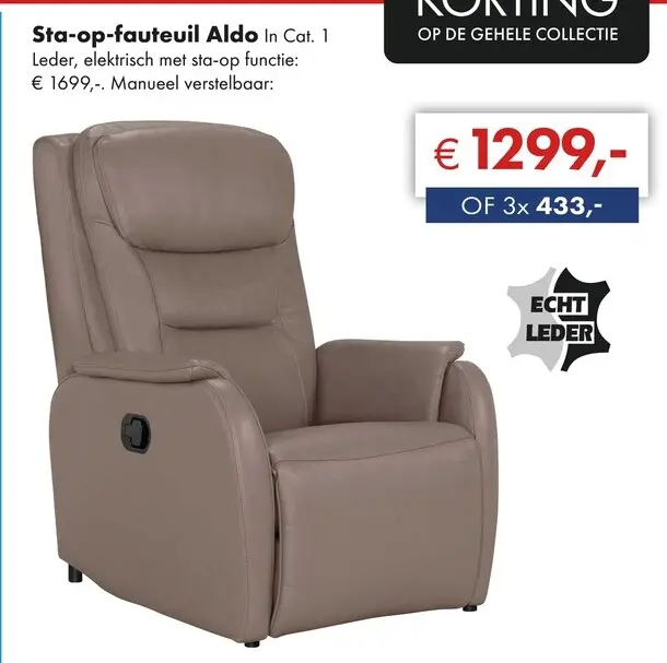 Aanbieding: Aldo relaxfauteuil taupe