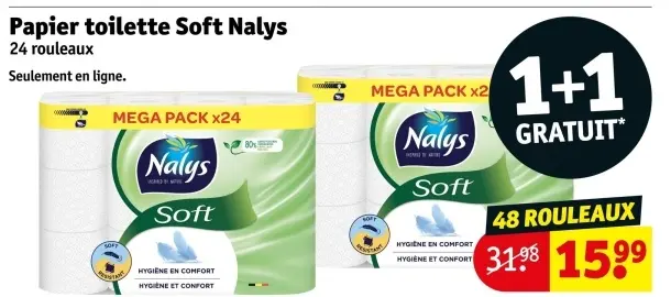 Offre: Papier toilette Soft Nalys