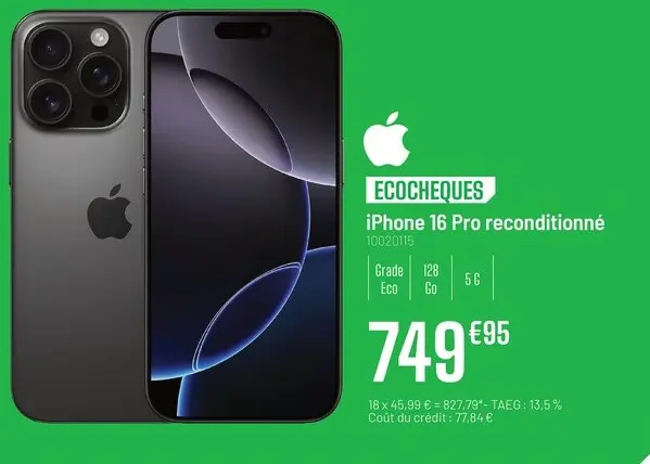 Offre: iPhone 16 Pro reconditionné