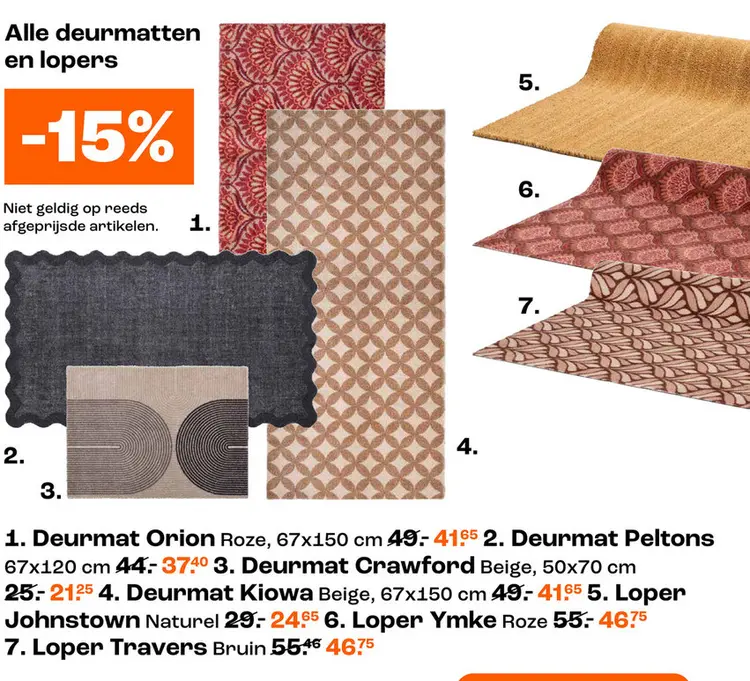 Aanbieding: Alle deurmatten en lopers