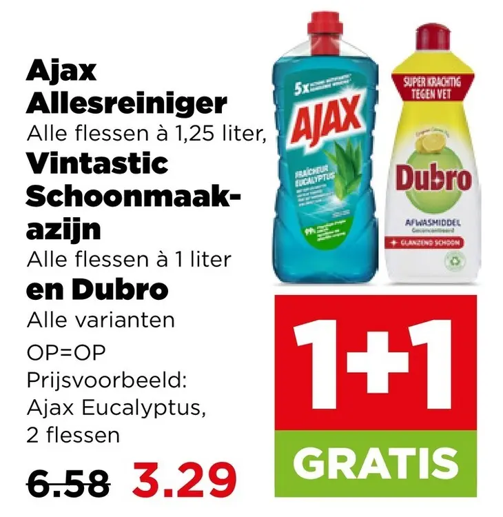 Aanbieding: Ajax Allesreiniger, Vintastic Schoonmaakazijn en Dubro