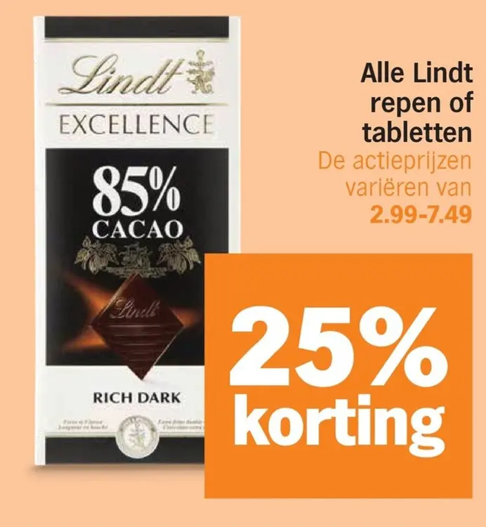 Aanbieding: Alle Lindt repen of tabletten