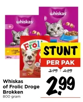Aanbieding: Whiskas of Frolic Droge Brokken