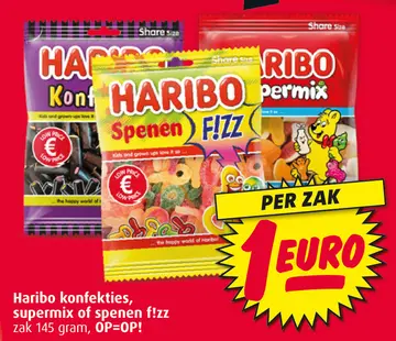 Aanbieding: Haribo konfekties, supermix of spenen f!zz