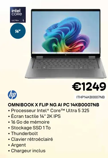 Offre: Omnibook x flip ng ai pc 14kb0007nb