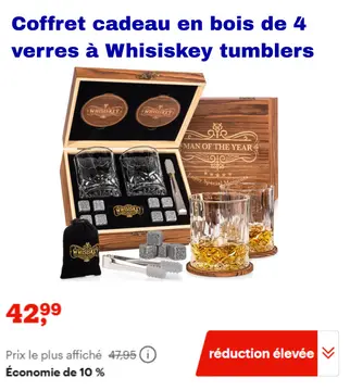 Offre: Coffret cadeau en bois de 4 verres à Whisiske