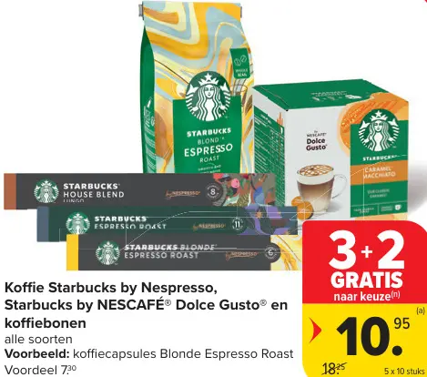 Promotie: Koffie Starbucks by Nespresso, Starbucks by NESCAFÉ Dolce Gusto en koffiebonen