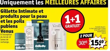 Offre: Gillette Intimate et produits pour la peau et les poils pubiens Venus