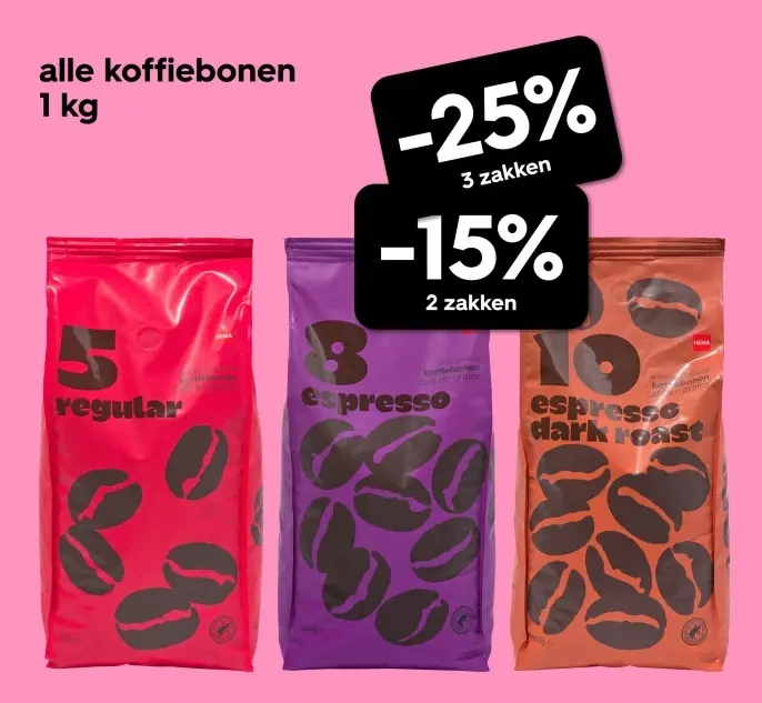 Aanbieding: Alle koffiebonen 1 kg