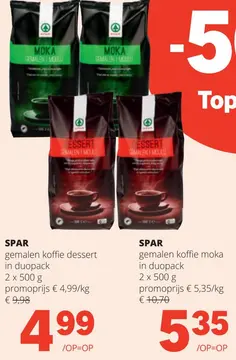 Aanbieding: gemalen koffie dessert/mokka