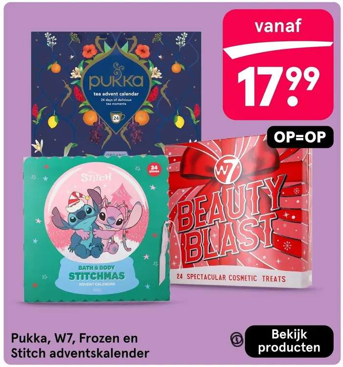 Aanbieding: Pukka, W7, Frozen en Stitch adventskalender