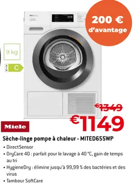 Offre: Sèche-linge pompe à chaleur - MITED655WP