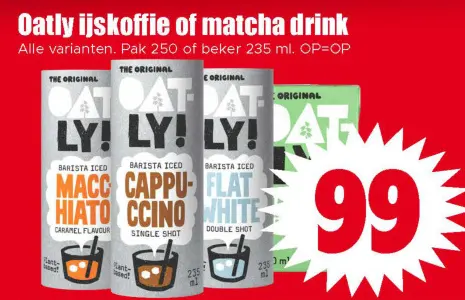 Aanbieding: Oatly ijskoffie of matcha drink