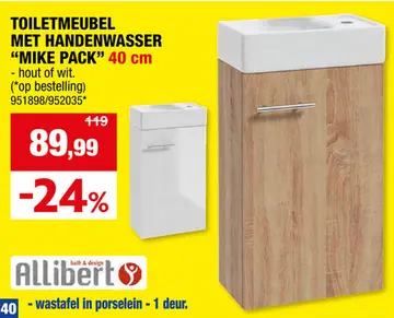 Aanbieding: Allibert Mike Pack toiletmeubel met handenwasser 40cm eik