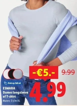 Aanbieding: Dames longsleeve of T-shirt