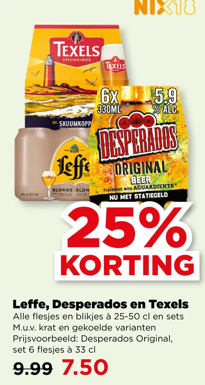 Aanbieding: Leffe, Desperados en Texels
