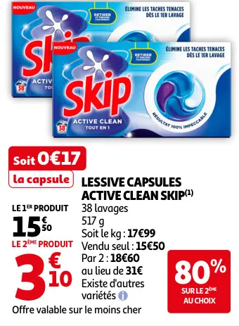 Promotie: Lessive capsules active clean